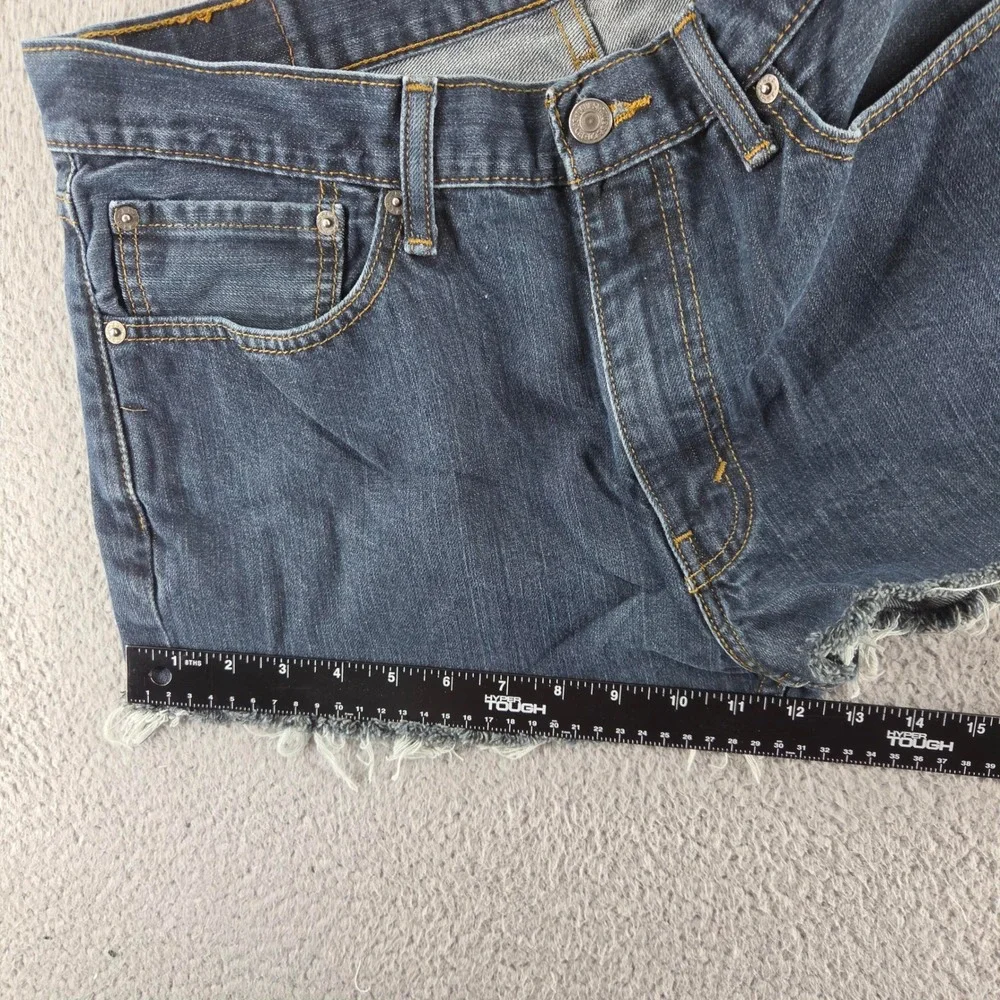 Levis 514 Shorts Men 36 Blue Dark Wash Denim Cut Off Jean Raw Hem Festival Beach